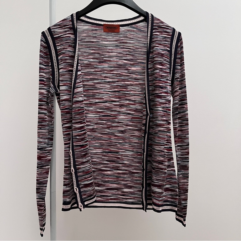 Vintage Missoni long sleeve button front cardigan 40 Italy flame smooth knit - Picture 5 of 10